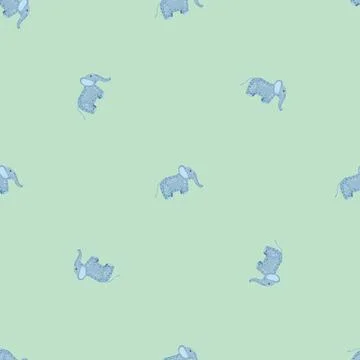 Elephant cute seamless pattern. Background with kids toy. Stock Illustration