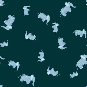 Elephant cute seamless pattern. Background with kids toy. Illustrazione stock