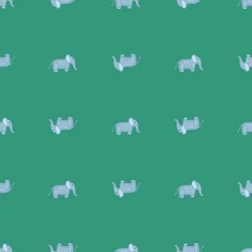 Elephant cute seamless pattern. Background with kids toy. Stock Illustration