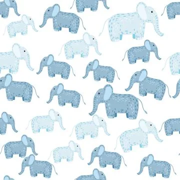 Elephant cute seamless pattern. Background with kids toy. Stock Illustration