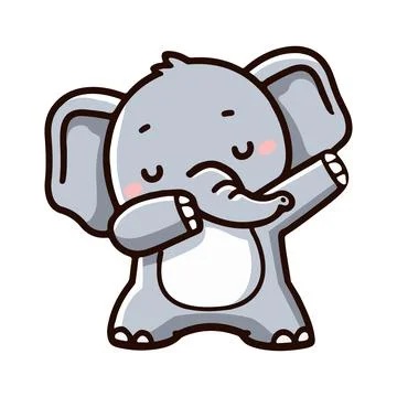 Elephant dab cartoon doodle vector Stock Illustration