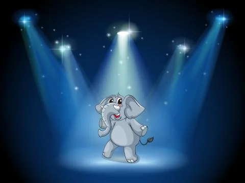 An elephant dancing in the middle of the stage イラスト素材