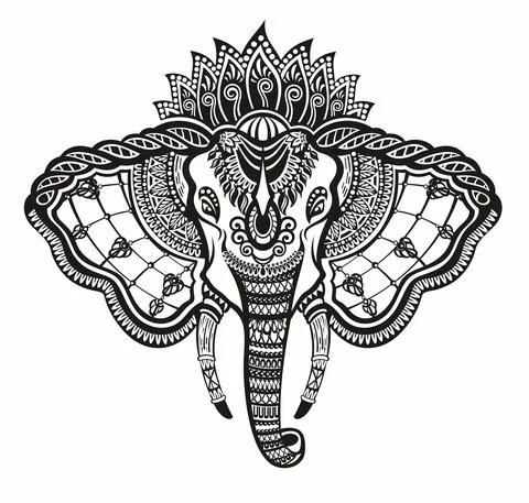 The Elephant in decorative style. Vector illustration Stock Illustration
