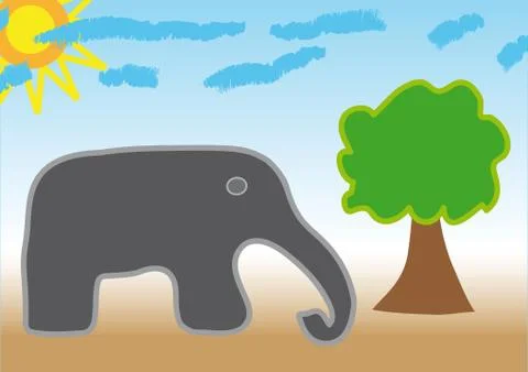 Elephant at dessert. 스톡 일러스트