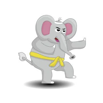 Elephant doing martial arts Stock Illustration