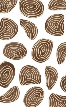 Elephant ears pattern with brown and white swirls. Indonesian sweet crispy snack Stock Illustration