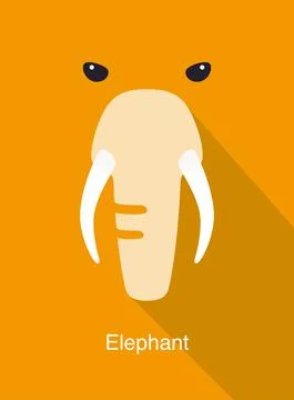 Elephant face flat icon design. Animal icons series, vector illustration Stock Illustration