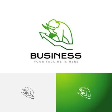 Elephant Up Finance Business Management Line Modern Economic Logo Stock Illustration