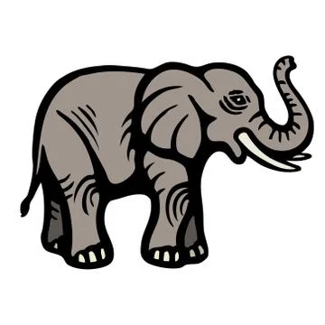 Elephant. Flat Image. Isolated object. White background. Vector Stock Illustration