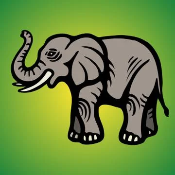 Elephant. Flat Image. Isolated object. Green background. Vector Stock Illustration