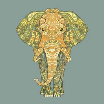 Elephant with a floral pattern Stock Illustration