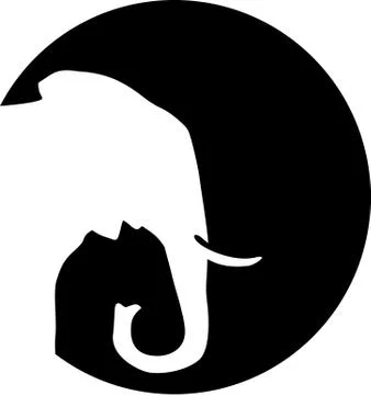 Elephant in front of moon Stock Illustration