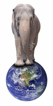 Elephant on globe Stock Illustration