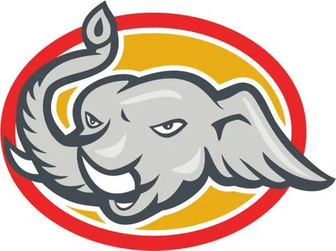 Elephant head cartoon Stock Illustration