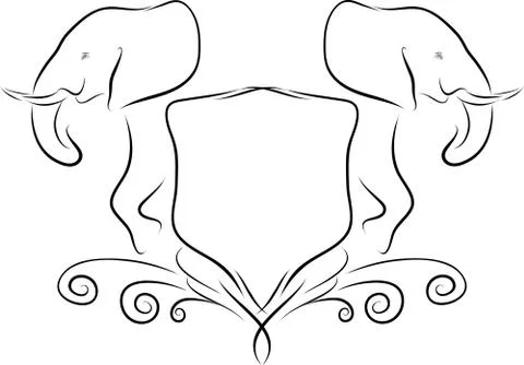 Elephant head emblem Stock Illustration