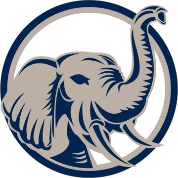 Elephant head front retro Illustrazione stock