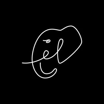 Elephant head icon in continuous line style Stock Illustration