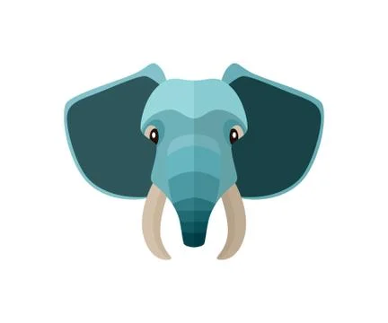 Elephant head icon in flat design Stock Illustration