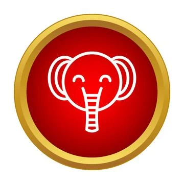 Elephant head icon in red circle graphic Stock Illustration