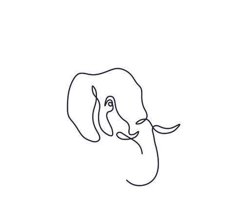 Elephant head oneline Stock Illustration