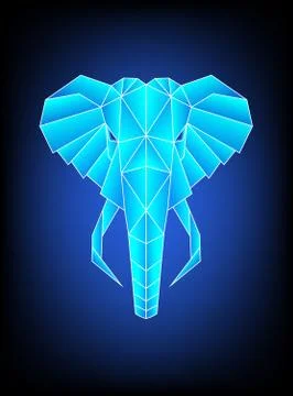 Elephant head Polygonal geometric, Abstract linear isolated objects, Vector,  Illustration