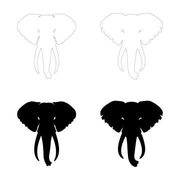Elephant Head Silhouettes. Stock-Illustration