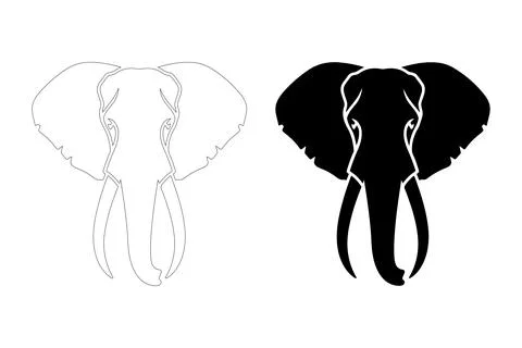 Elephant Head Silhouettes. Stock Illustration