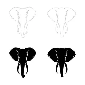 Elephant Head Silhouettes. Stock Illustration