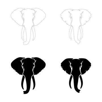 Elephant Head Silhouettes. Stock Illustration