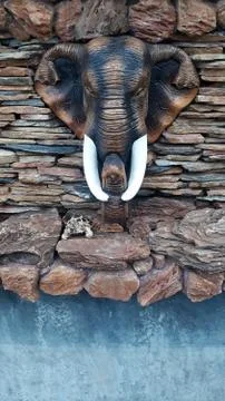 Elephant Head Statue wall Stock Photos