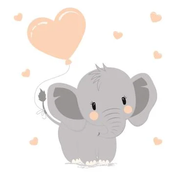 Elephant with heart Illustrazione stock