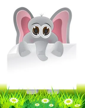 Elephant holding text paper Stock Illustration
