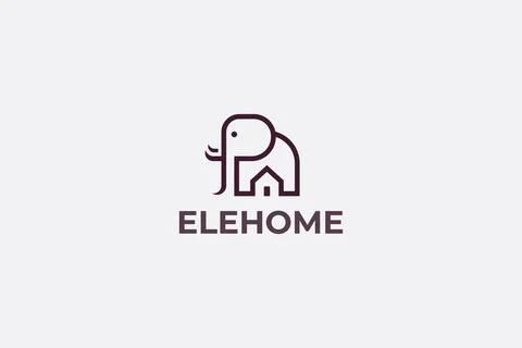 Elephant home logo Stock Illustration