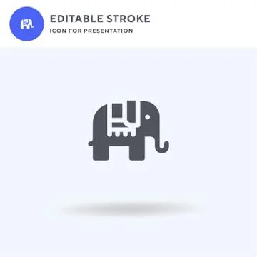 Elephant icon vector, filled flat sign, solid pictogram isolated on white, logo Stock Illustration