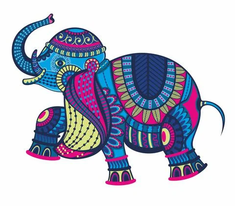 Elephant. Illustration for design, pattern, textiles. Stock Illustration