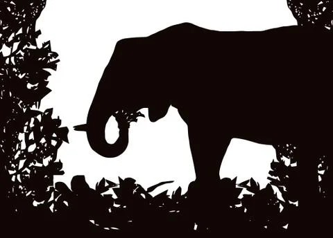 Elephant in isolated bush frame vector Stock Illustration