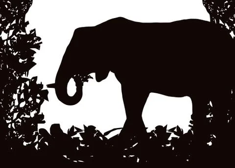 Elephant in isolated bush frame vector Stock Illustration