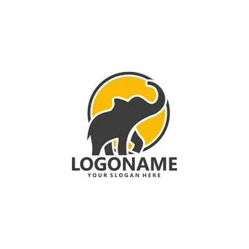 Elephant isolated circle template logo design Stock Illustration