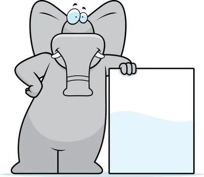 Elephant Leaning Stock Illustration