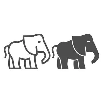 Elephant line and solid icon, worldwildlife concept, baby elephant vector sign Illustrazione stock