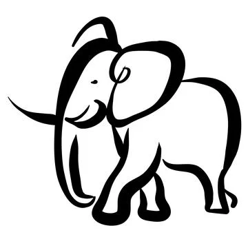 Elephant Line art Stock Illustration