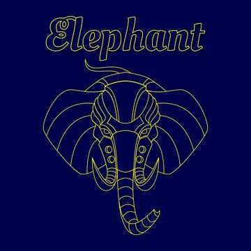 Elephant Line Art Stock Illustration