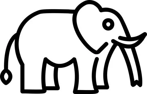 Elephant Line Icon Design Stock Illustration