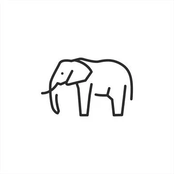 Elephant Line Icon Stock Illustration