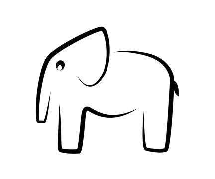 Elephant logo. Creative linear animal logotype. Outlined elephant, wildlife or Stock Illustration