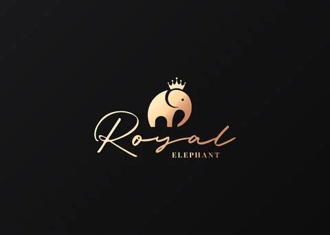Elephant logo king concept on black background Stock Illustration