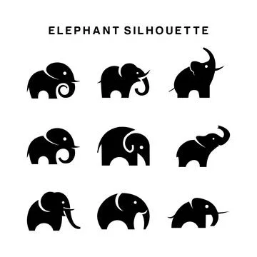 Elephant Logo set Vector Symbol silhouette Stock Illustration