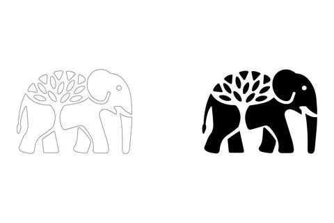 Elephant logo with tree design Stock Illustration