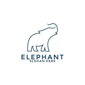 Elephant logo vector, Elephant Line art logo design template Illustrazione stock