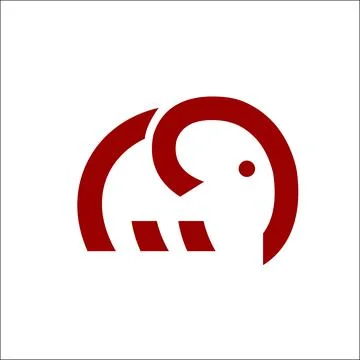 Elephant logo vector monoline art illustration Stock Illustration
